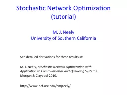 Stochastic Network Optimization