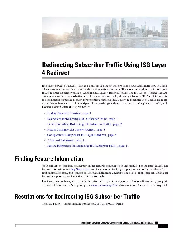 Redirecting Subscriber Traffic Using ISG Layer4 Redirect�,�Q�W�H�O�O�L