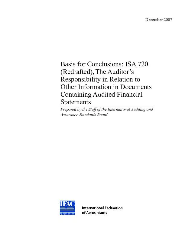Basis for Conclusions: ISA 720 The Auditor