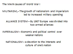 The MAIN causes of World War I