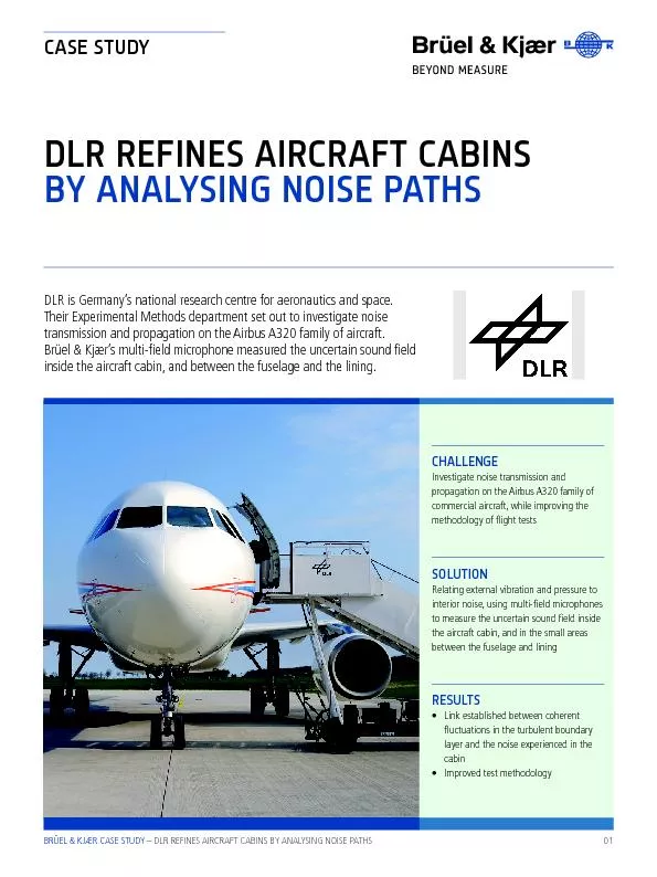 DLR REFINES AIRCRAFT CABINS BY ANALYSING NOISE PATHSCASE STUDYDLR is G