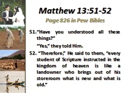Matthew 13:51-52