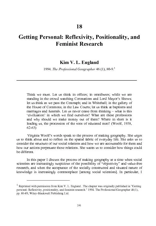 Getting Personal: Reflexivity, Positionality, and