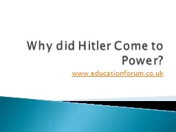 Why did Hitler Come to Power?