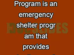 CHERISH Elder Shelter Program Description The CHERISH Elder Shelter Program is an emergency