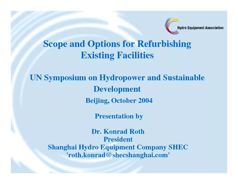 Scope and Options for Refurbishing Existing FacilitiesUN Symposium on
