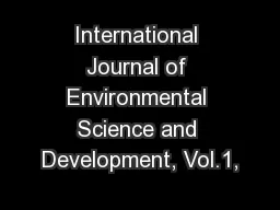 International Journal of Environmental Science and Development, Vol.1,