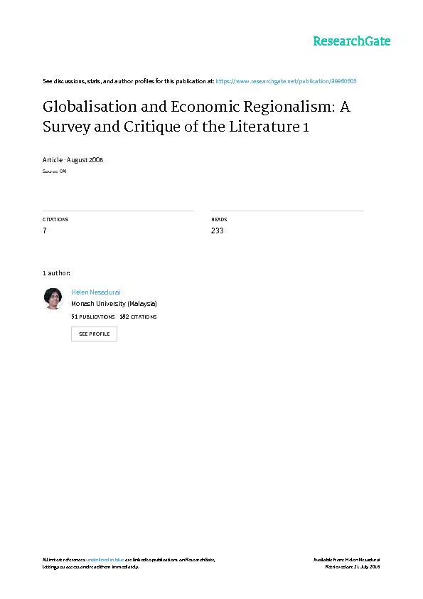 globalisation and economic regionalism a survey and critiq