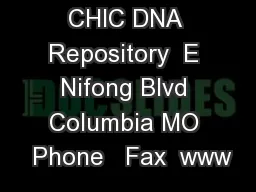 CHIC DNA Repository  E Nifong Blvd Columbia MO  Phone   Fax  www