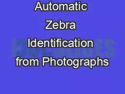 Automatic Zebra Identification from Photographs