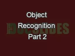 Object Recognition Part 2