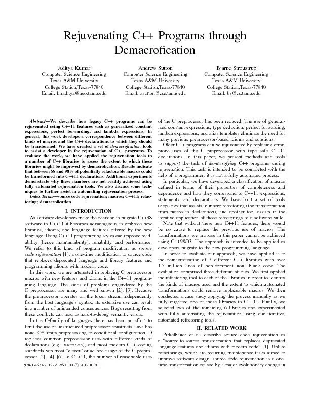 A.ObjectsandFunctionsACPreprocessormacroisessentiallyanamedsequenceoft