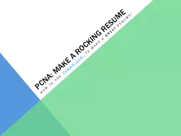PCNA: Make a rocking resume