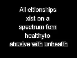 All eltionships xist on a spectrum fom healthyto abusive with unhealth