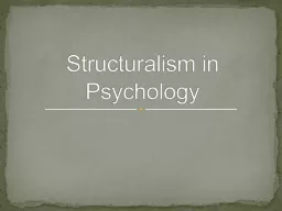 Structuralism in Psychology