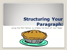 Structuring Your Paragraph: