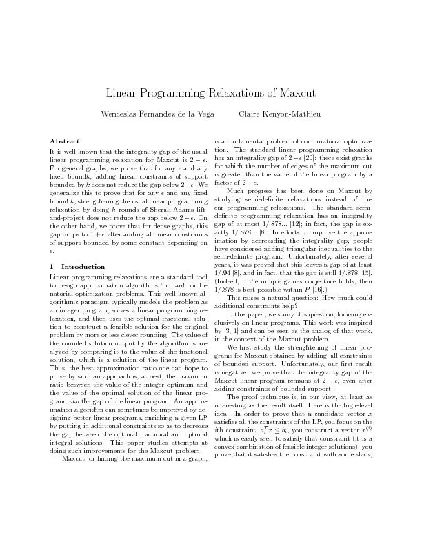 LinearProgrammingRelaxationsofMaxcutWenceslasFernandezdelaVegaClaireKe