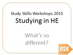 Study Skills Workshops 2015