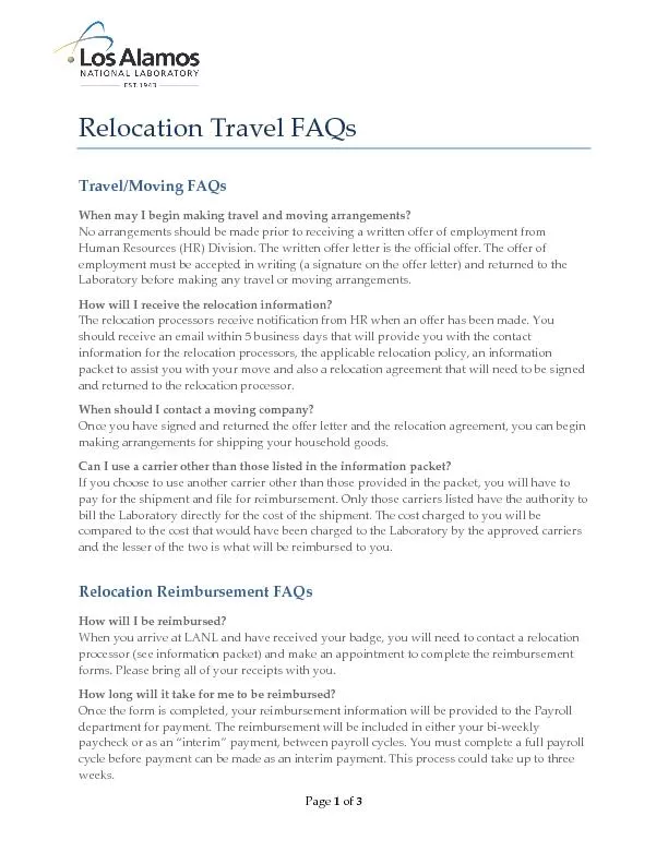 Relocation Travel FAQs