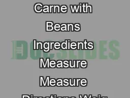 Chili con Carne with Beans Ingredients Measure Measure Directions Weig