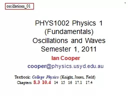 1 PHYS1002 Physics 1 (Fundamentals)