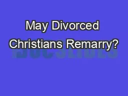 May Divorced Christians Remarry?