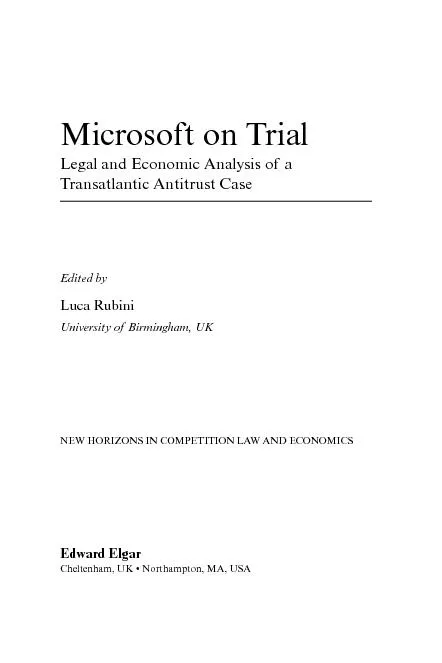 Microsoft on TrialLegal and nalysis of a Transatlantic Edited by Unive