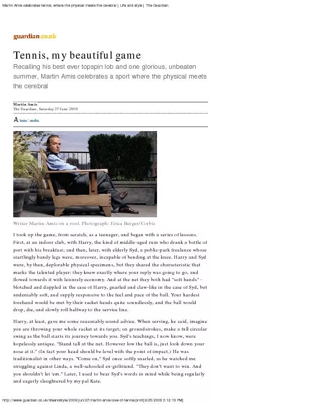 Martin Amis celebrates tennis, where the physical meets the cerebral |