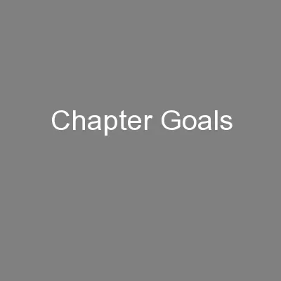 Chapter Goals