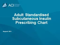 Adult Standardised Subcutaneous Insulin Prescribing Chart
