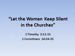 “Let the Women Keep Silent in the Churches”