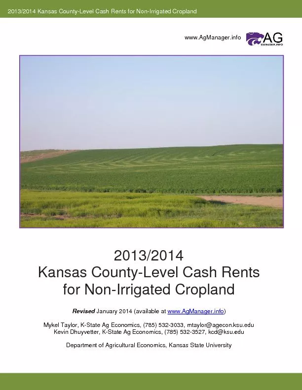 Rents for Non-Irrigated Cropland