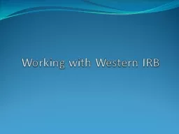 Working with Western IRB