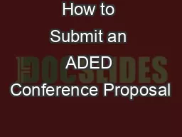 How to Submit an ADED Conference Proposal
