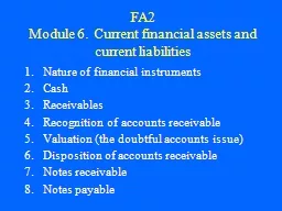 FA2 Module 6.  Current financial assets and current liabili