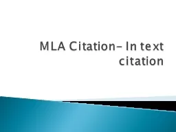 MLA Citation- In text citation
