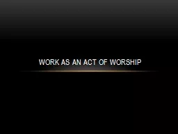 work as an act of worship