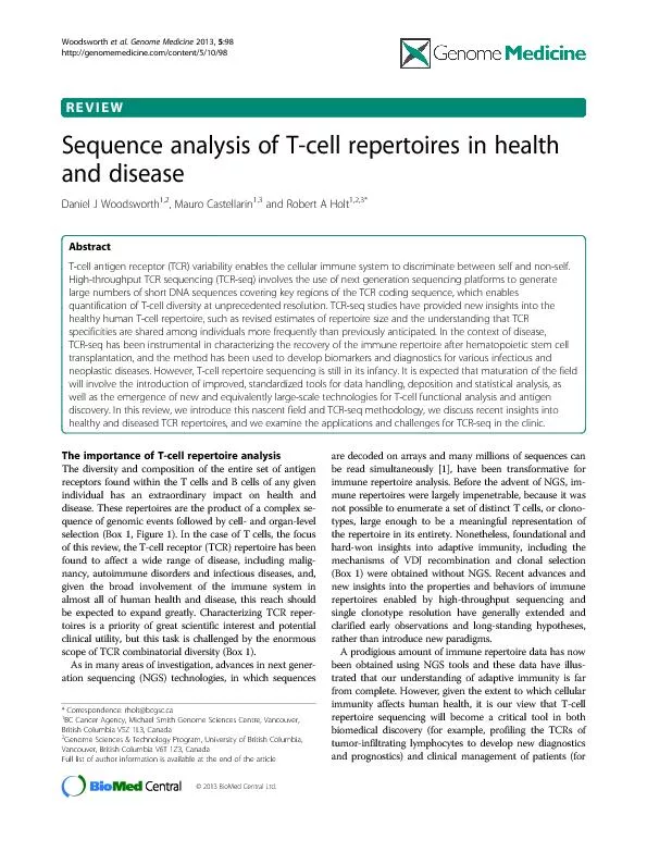 SequenceanalysisofT-cellrepertoiresinhealth