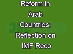 On Subsidy Reform in Arab Countries: Reflection on IMF Reco