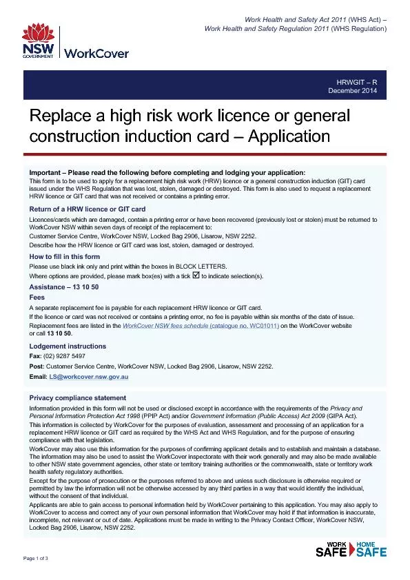 Replace a high risk work licence or general