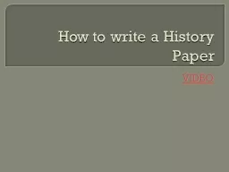 How to write a History Paper