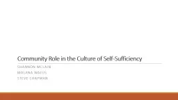 Community Role in the Culture of Self-Sufficiency