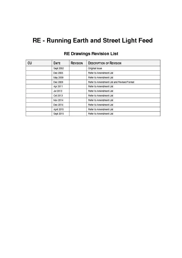 RE - Running Earth and Street Light Feed RE Drawings Revision List 
..