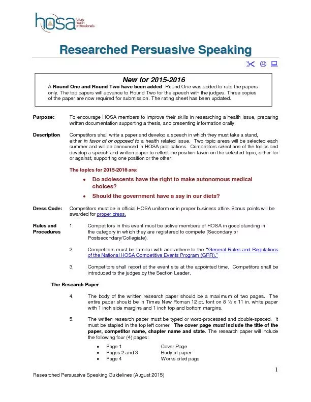 Researched Persuasive Speaking