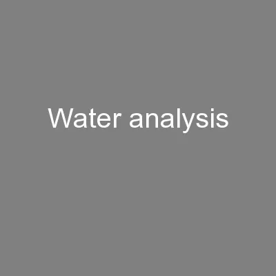 Water analysis