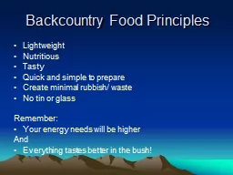 Backcountry Food Principles
