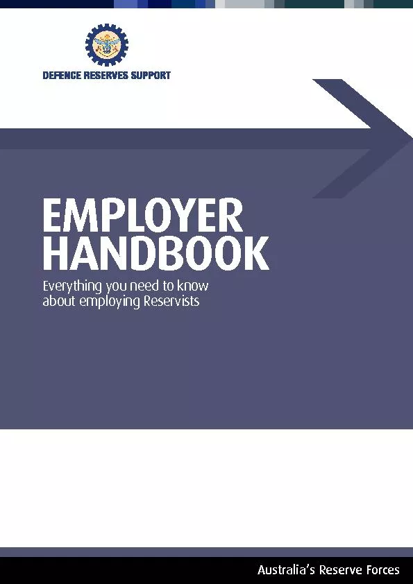 EMPLOYERHANDBOOKEverything you need to know  about employing Reservist