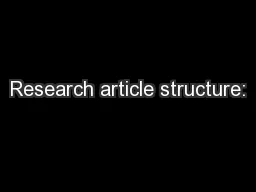 Research article structure: