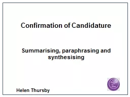 Confirmation of Candidature