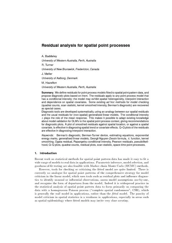 ResidualanalysisforspatialpointprocessesA.BaddeleyUniversityofWesternA